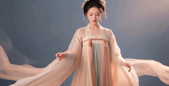 古风美女身着汉服优雅舞动