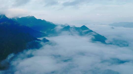 清晨云海中的群山
