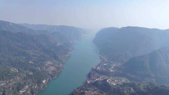 航拍俯瞰西陵峡口平善坝14