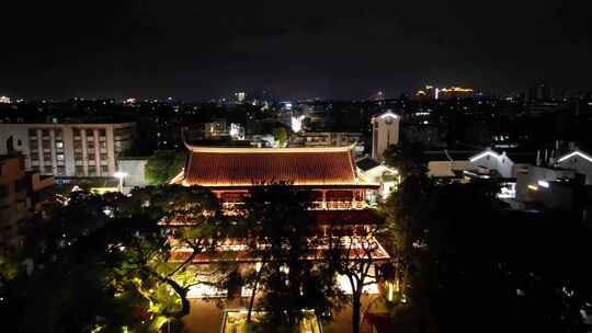 航拍广东潮州古城潮州镇海楼夜景