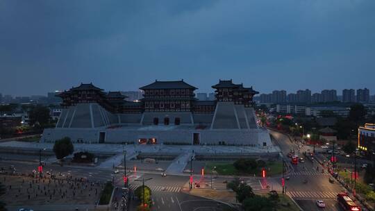 洛阳隋唐洛阳城遗址夜景航拍