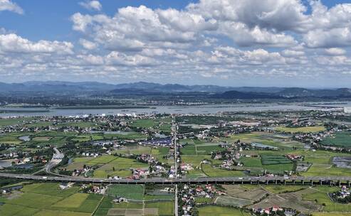 望城区乡村田野公路航拍全景