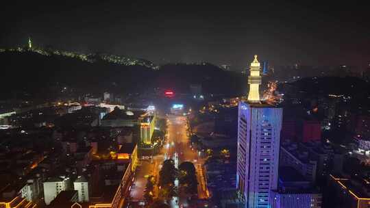 湖南长沙夜景枫林一路夜景航拍