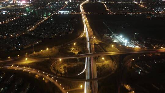 上海高架桥车流4K航拍