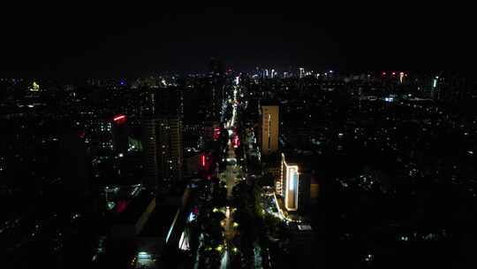 济南老城区泉城市广场夜景灯光航拍