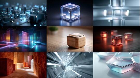 未来科技感方形立方体空间视觉高清在线视频素材下载