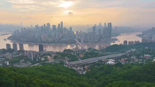 重庆市渝中区航拍城市风景风光素材大景全景