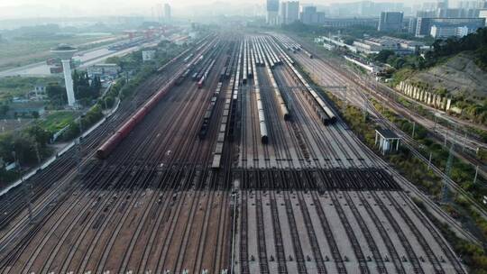 中国密集铁路网航拍4k视频素材模板下载