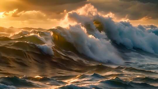 唯美海洋巨浪海浪浪花波涛汹涌翻滚ai素材