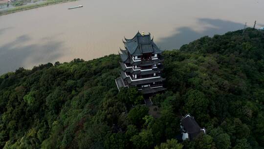 安徽省马鞍山市采石矶景区三台阁航拍