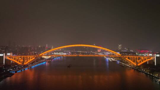 卢浦大桥全景航拍夜景