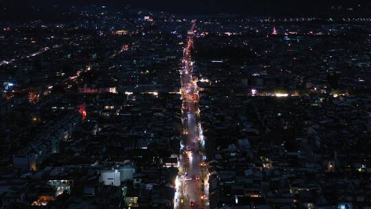 大理旅游大理古城夜景航拍