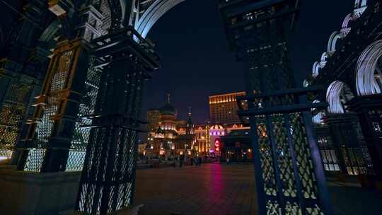 哈尔滨索菲亚教堂夜景视频素材模板下载