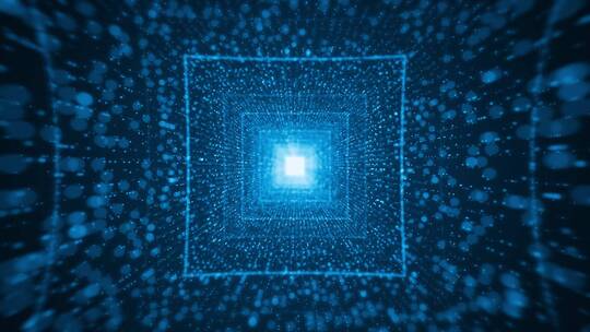 虚拟矩形粒子隧道光效视频素材模板下载