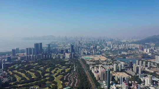 深圳车公庙高空大景航拍前进