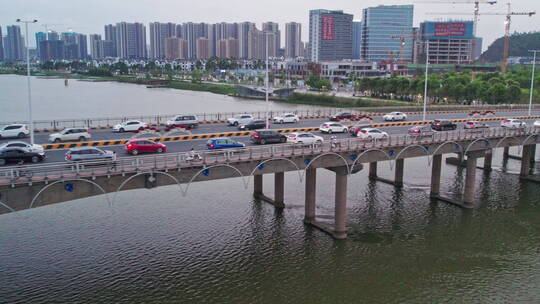 珠海斗门城市交通车水马龙车流