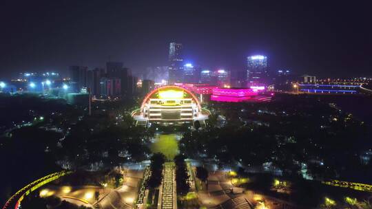 金华金东新城区地标现代建筑中国婺剧院视频素材模板下载