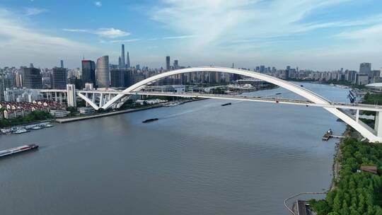 最新原创-上海卢浦大桥航拍上海世博文化园视频素材模板下载
