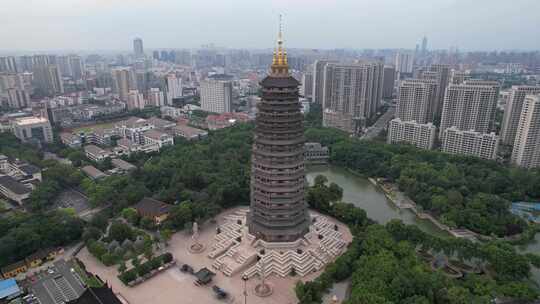 江苏常州天宁禅寺红梅公园航拍