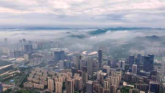 城市台风雨天济南