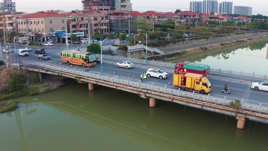 航拍东莞市常平镇东引河和寒溪河