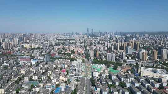 航拍济南城市天际线济南大景济南全景