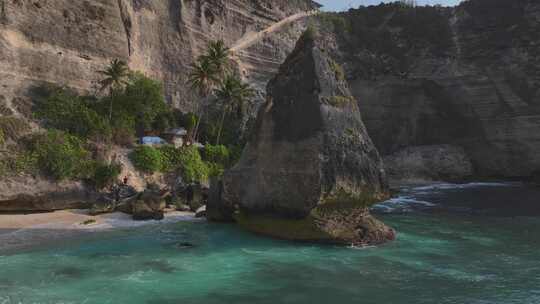 HDR印尼佩尼达岛钻石海滩航拍岛屿风光