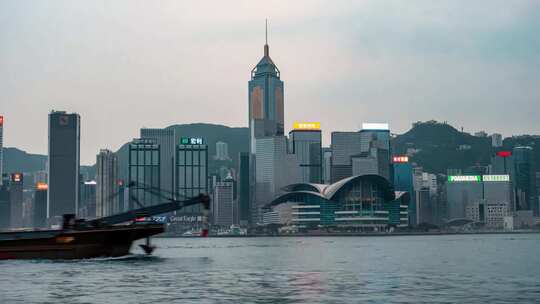 城市大气香港滨海风光延时