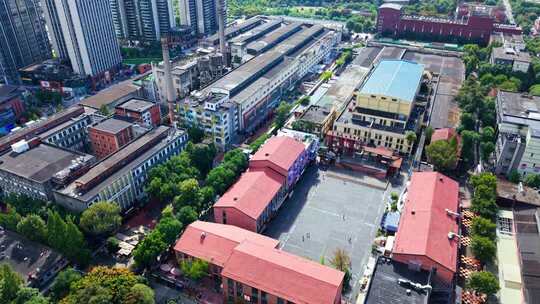 成都东郊记忆创意园文创园工厂旧址白昼航拍