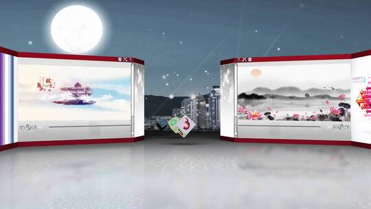 抽象绿箱蓝箱扣像背景