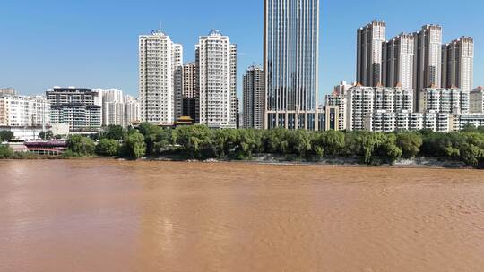 航拍甘肃兰州城市风光