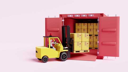 集装箱货物3d动画