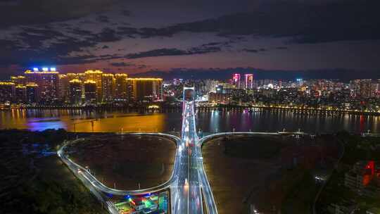 潮州大桥夜景航拍延时