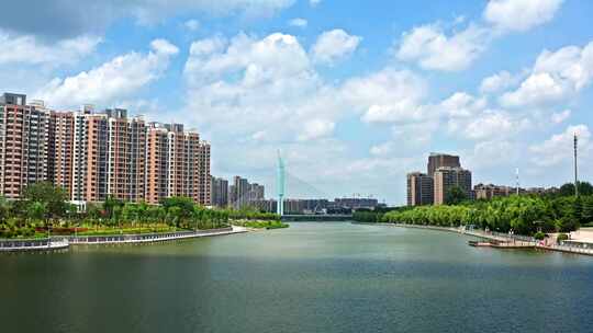 枣庄 滕州 大桥 解放大桥 蓝天白云视频素材模板下载
