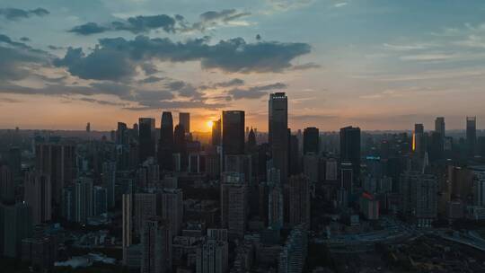 4K大气城市航拍日出日落夜景