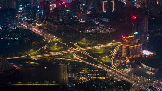 广西南宁青秀区竹溪立交桥城市夜景航拍