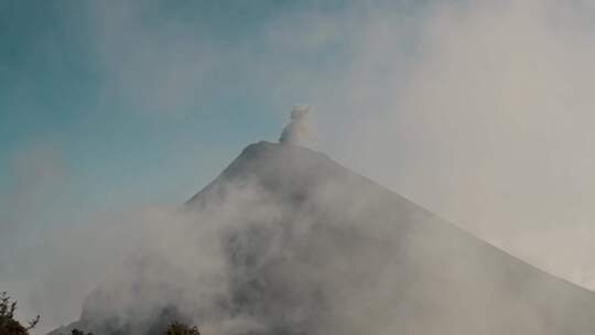 火山，危地马拉，峰，烟