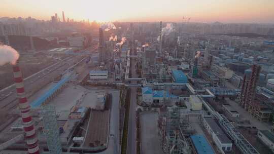 4k航拍山东济南济南炼油厂视频素材模板下载