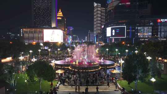 杭州武林广场音乐喷泉视频素材模板下载