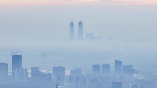 上海清晨雾天航拍