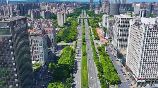 广东省东莞市东莞大道航拍延时车流城市风景