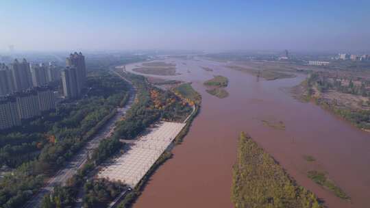 航拍宁夏吴忠黄河宁夏黄河母亲河视频素材模板下载