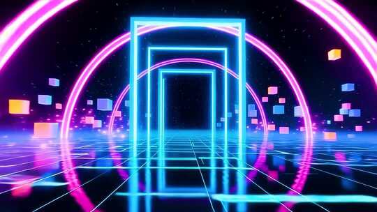 4k霓虹动感炫酷赛博朋克穿梭背景合集