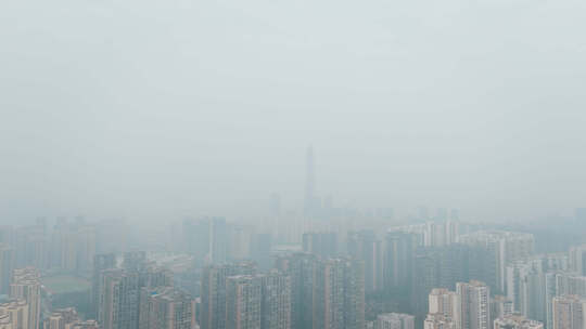 城市雾霾天气航拍