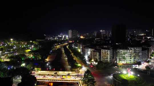 广东云浮夜景云浮南山河夜景航拍