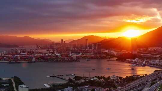 深圳盐田港集装箱码头鸟瞰全景