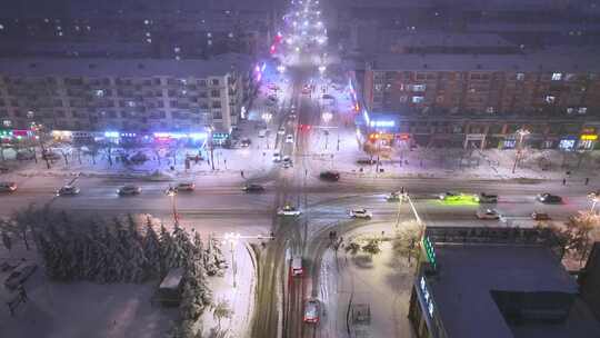 最冷城市根河雪夜灯光夜景