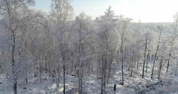 航拍内蒙古大兴安岭冰雪雾凇、雪凇