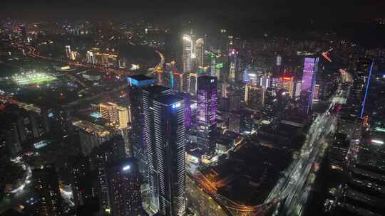 深圳福田区CBD夜景航拍