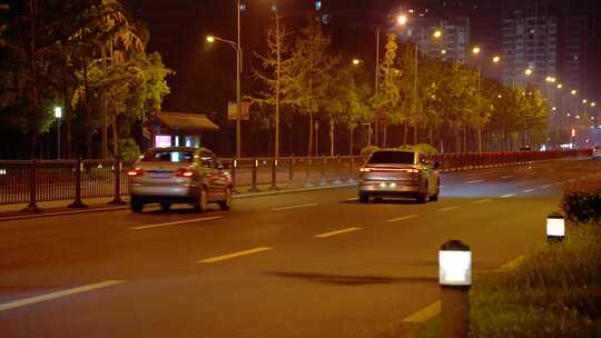 夜景城市隧道车流快速路道路行驶交通